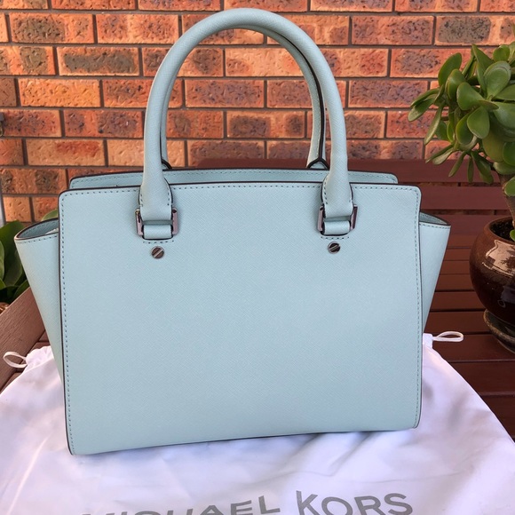 Michael Kors Pastel Blue Large Selma Saffiano Satchel Handbag BRAND NEW - Picture 6 of 12